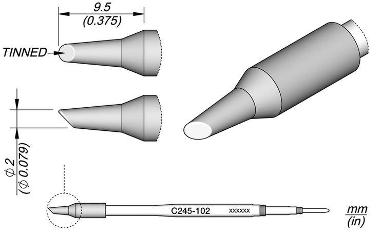 Ponta p/ Utensilio de Mão T245 - PA (Ø2mm) - JBC