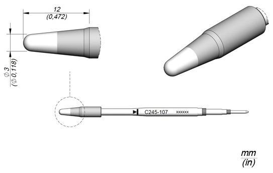 Ponta p/ Utensilio de Mão T245 - PA (Ø 3mm HT) - JBC