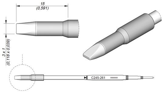 Ponta p/ Ferro Soldar Cinzel Advanced (3 x 1mm) - JBC