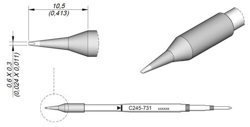Ponta p/ Ferro Soldar (0,6 x 0,3mm) - JBC
