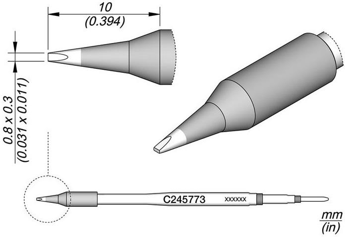 Ponta p/ Ferro Soldar (0,8 x 0,3 mm) - JBC