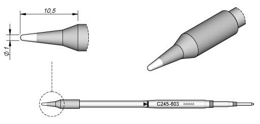 Ponta p/ Utensilio de Mão T245 (Ø1mm) - JBC