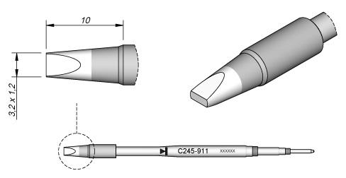 Ponta p/ Ferro Soldar Cinzel Advanced (3,2 x 1,2mm) - JBC