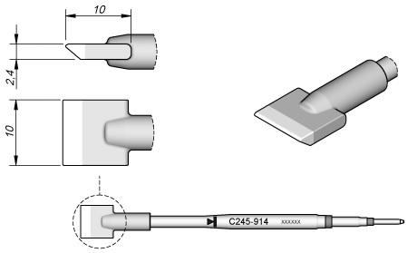 Ponta p/ Utensilio de Mão T245 - PA (10 x 2,4mm) - JBC
