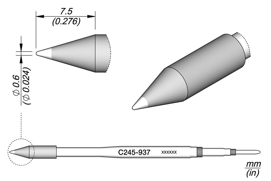 Ponta p/ Utensilio de Mão T245 - PA (Ø0,6mm) - JBC