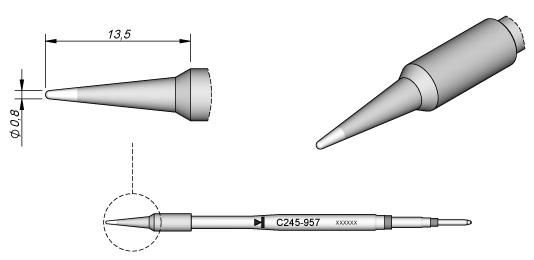 Ponta p/ Utensilio de Mão T245 (Ø0,8mm) - JBC