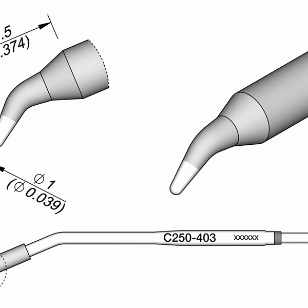 Ponta Cônica Curva Ø1mm p/ AL250 e AP250 - JBC
