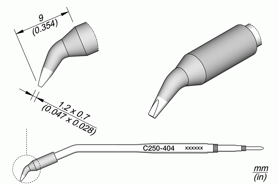 Ponta p/ Cinzel Curvado 1.2 x 0.7mm p/ AL250 e AP250 - JBC