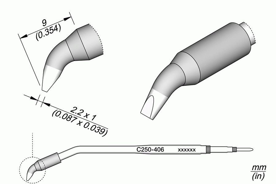 Ponta p/ Cinzel Curvado 2.2 x 1mm p/ AL250 e AP250 - JBC