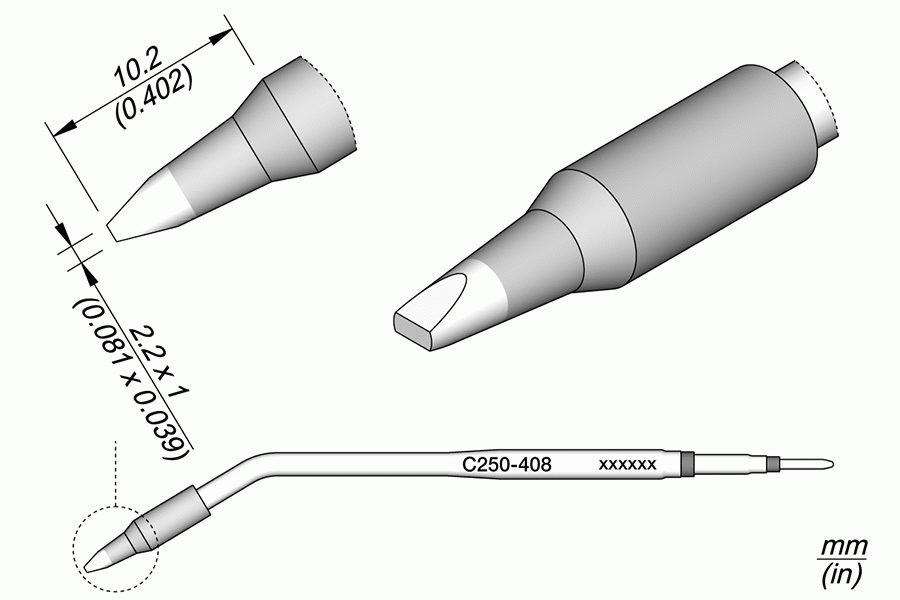 Ponta p/ Cinzel 2.2 x 1mm S1 p/ AL250 e AP250 - JBC