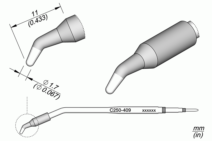 Ponta Cônica Curva Ø1.7mm p/ AL250 e AP250 - JBC