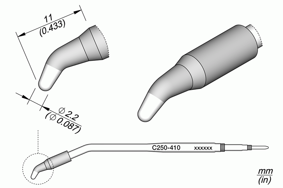 Ponta Cônica Curva Ø2.2mm p/ AL250 e AP250 - JBC