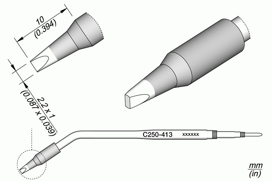Ponta p/ Cinzel 2.2 x 1mm S2 p/ AL250 e AP250 - JBC