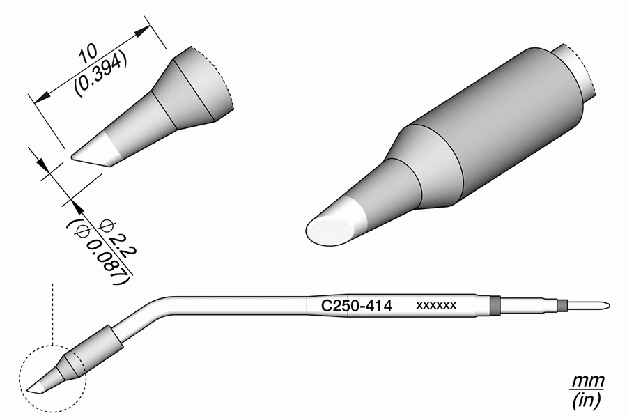 Ponta Bisel Ø2.2mm p/ AL250 e AP250 - JBC