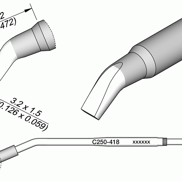 Ponta p/ Cinzel Curvado 3.2 x 1.5mm p/ AL250 e AP250 - JBC