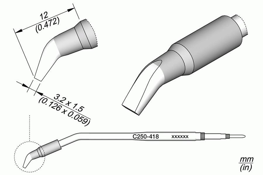 Ponta p/ Cinzel Curvado 3.2 x 1.5mm p/ AL250 e AP250 - JBC