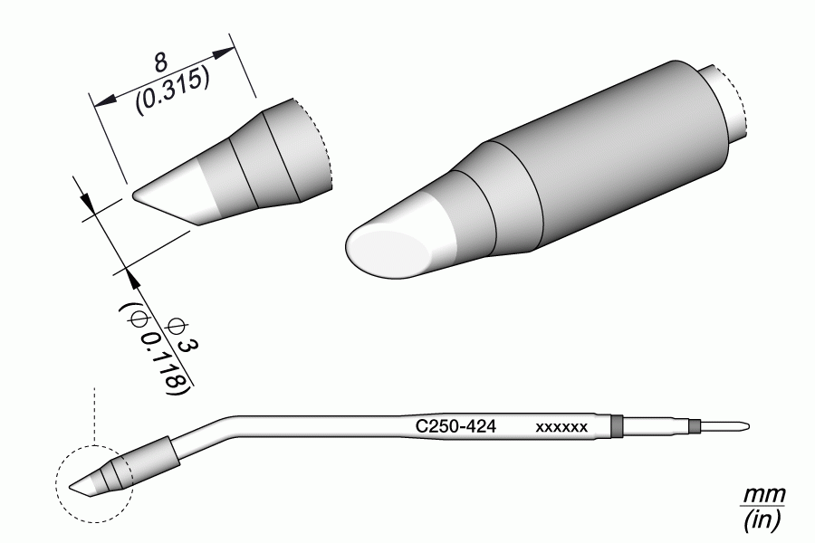 Ponta Bisel Ø3mm p/ AL250 e AP250 - JBC