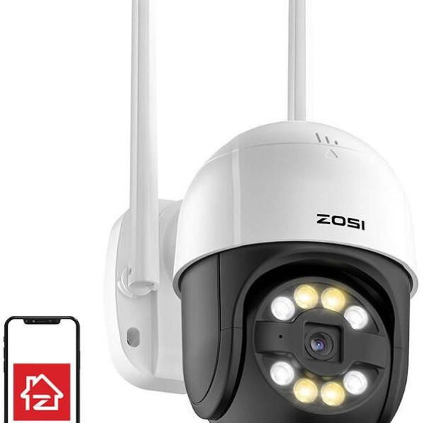 Câmara de Vigilância IP Exterior C289 WiFi Pan Tilt 3MP IP66 c/ Cartão MicroSD 32GB - ZOSI