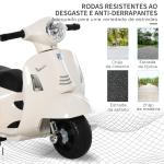 Mota Elétrica Vespa 6V com Farol Buzina e Rodas Auxiliares para Crianças de 18 - 36 Meses Branco 66,5x38x52 cm