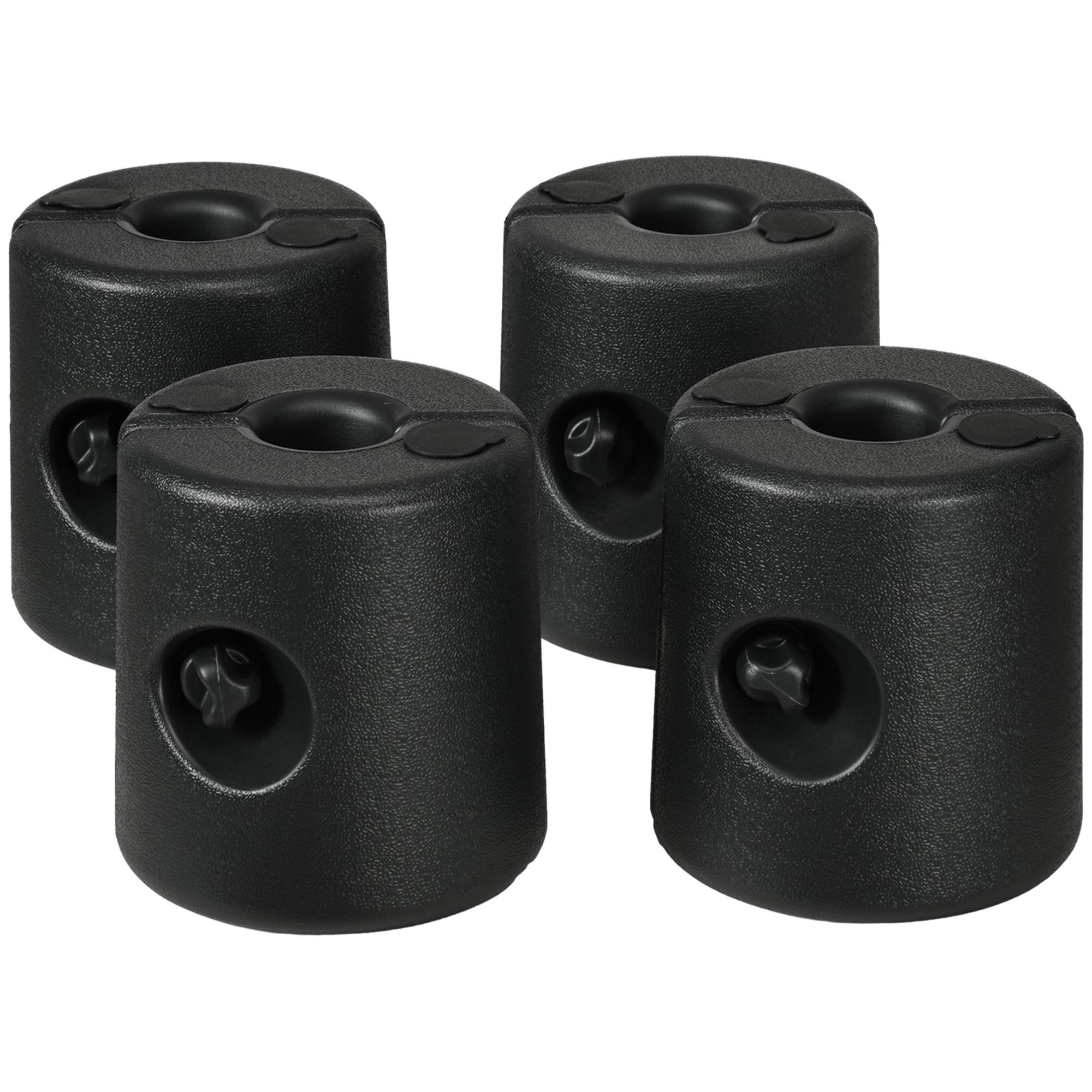 Conjunto de 4 Pesos para Tendas Dobráveis Suportes Recarregáveis com 8,7 kg de Água ou 12 kg de Areia Ø21,5/24x25,5 cm Preto