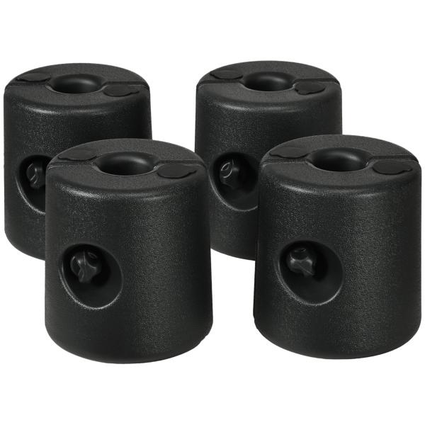 Conjunto de 4 Pesos para Tendas Dobráveis Suportes Recarregáveis com 8,7 kg de Água ou 12 kg de Areia Ø21,5/24x25,5 cm Preto