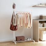 Charriot com Rodas 5 Ganchos Barra para Pendurar e Prateleira Inferior 86x43x171 cm Branco