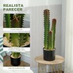 Cato Artificial 66 cm Planta Artificial Decorativa com Vaso e 3 Folhas para Decoração de Interiores Verde