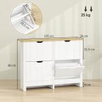 Sapateira Branca Alta com 4 Gavetas Basculantes para 16 Pares, 105x26x80 cm