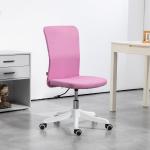 Cadeira de Escritório sem Apoio para os Braços Estofada em Linho Sintético com Altura Ajustável 53x43x85 - 93 cm Rosa