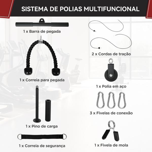 Sistema de Polia de Ginásio para Casa Sistema de Cabo de Peso para Tração Curl de Bíceps Tríceps Treino de Braço Ombros e Costas Preto