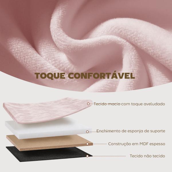Puff de Arrumação Banco de Arrumação Dobrável 72 L 76x38x35 cm Estofado em Veludo Baú de Armazenamento Rosa