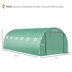 Cobertura de Estufa de Túnel 6x3x2m Cobertura de Substituição de Estufa Polietileno com 12 Janelas e Portas Enroláveis Proteção de Plantas para Jardim Verde