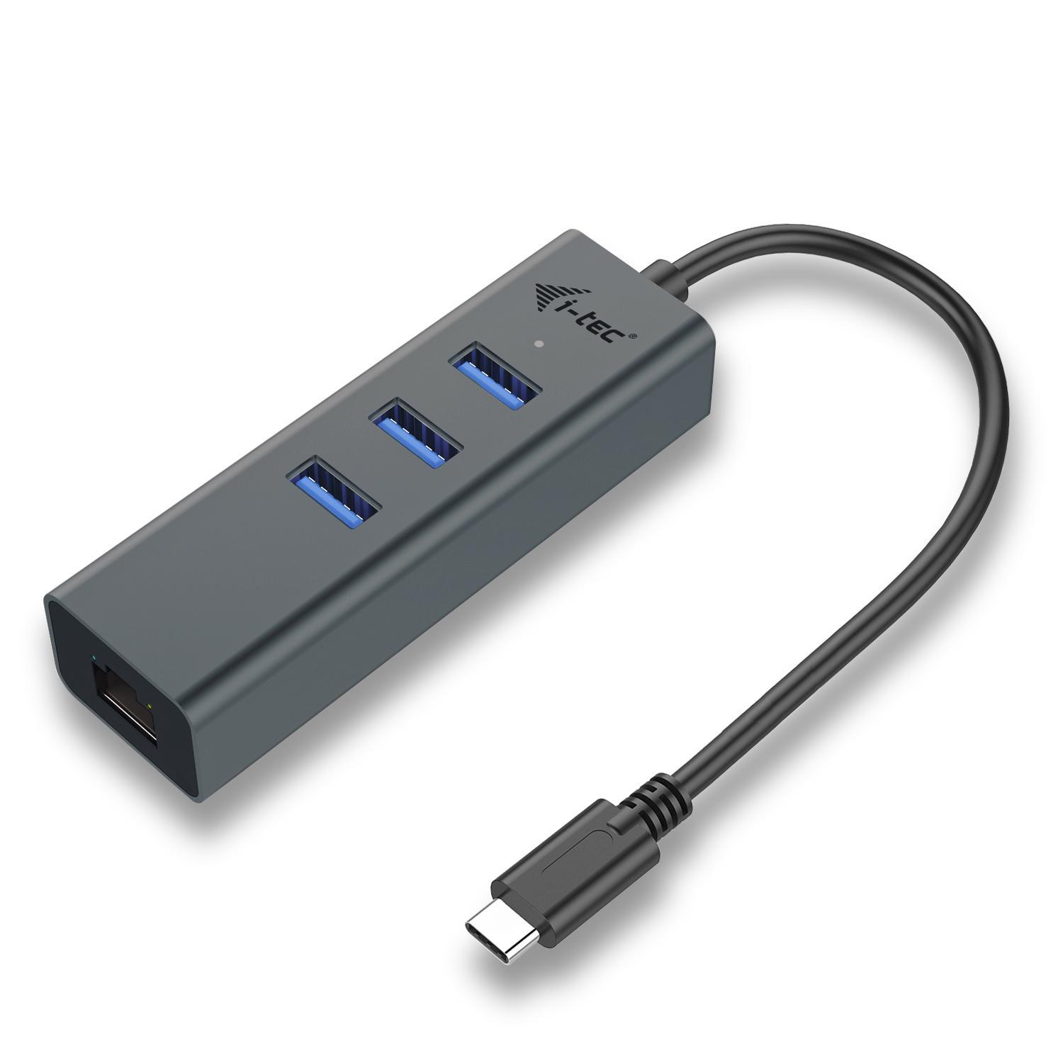 Hub USB C - 3x USB A 3.0 / RJ45 (Cinzento) - I - TEC