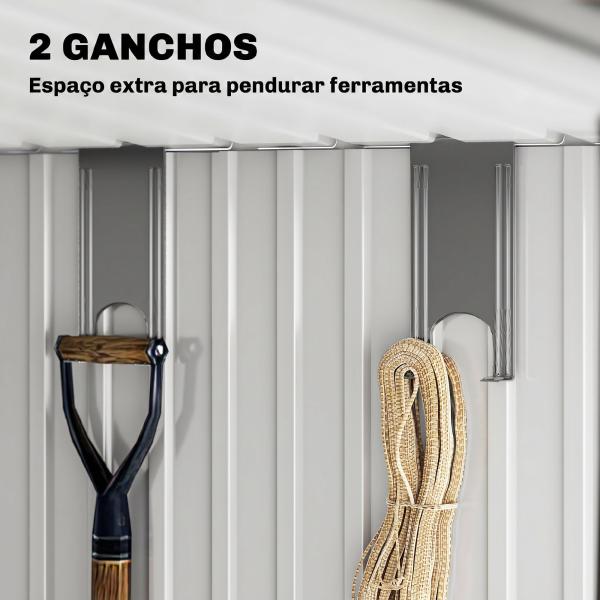 Abrigo de Jardim 2 m² 195x122x181,5 cm Abrigo de Armazenamento Metálico com Porta de Correr e 2 Janelas Cinza Escuro