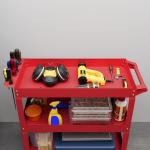 Carrinho de Ferramentas com Rodas 3 Prateleiras de Armazenamento e Alça Lateral 83x35,3x76 cm Vermelho