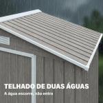 Abrigo de Jardim 213x130x185 cm Abrigo de Jardim Metálico de Exterior com 2 Portas Deslizantes e 4 Janelas Madeira