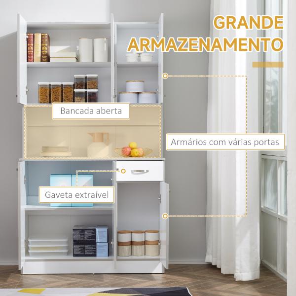 Armário de Cozinha com Prateleira Ajustável para Microondas 101x39x180 cm Branco