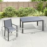 Conjunto de Mesa e Cadeiras de Jardim com Cadeiras Empilháveis e Estrutura de Aço para Terraço e Pátio Cinzento Claro