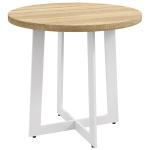 Mesa de Cozinha Redonda para 4 Pessoas Moderna com Tampo de Madeira e Base de Aço Cruzada Ø80x75 cm Carvalho