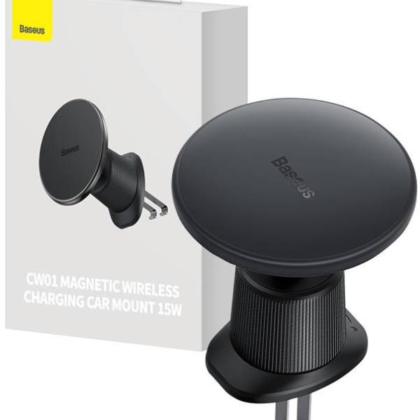 Suporte de Telefone Magnético c/ Carregamento s/ Fios (Preto) - BASEUS