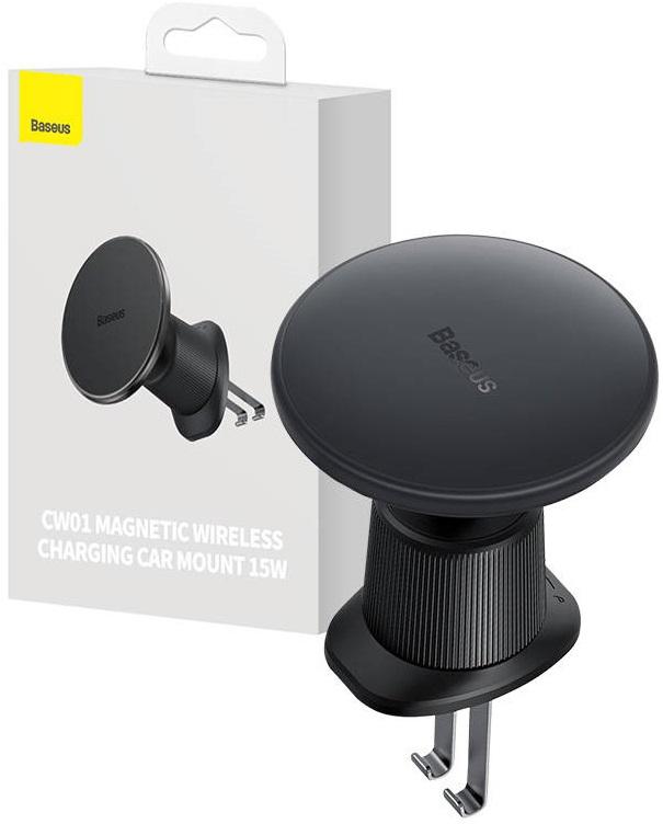 Suporte de Telefone Magnético c/ Carregamento s/ Fios (Preto) - BASEUS