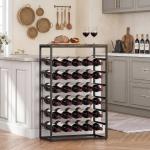 Garrafeira para 30 Garrafas de 6 Níveis com Superfície de Madeira Estilo Industrial 59x30x88,5 cm Castanho Rústico