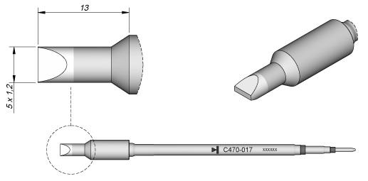 Ponta p/ Utensilio de Mão T470 (5 x 1,2mm) - JBC