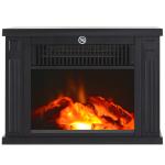 Lareira Elétrica Portátil com Termostato Ajustável 600W/1200W e Efeito de Chama Realista 34x17x25cm Preta