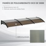 Marquesa Exterior para Portas e Janelas 303x96x27 cm com Barra de Liga de Alumínio PP Policarbonato Castanho