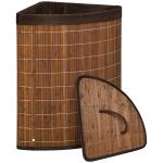 Cesto de Roupa de Bambu Capacidade de 55L Cesto para Roupa Suja com Tampa e Bolsa Amovível 38x38x57cm Marrom
