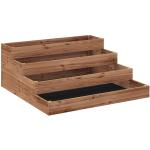 Floreira de Madeira Elevada de 4 Níveis com Desenho em Escada para Cultivos Plantas e Flores 113x113x46 cm Castanho Escuro