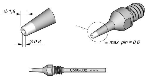 Bico Dessoldar p/ Dessoldador DR560 (Ø 0,8mm) - JBC