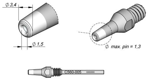 Bico Dessoldar p/ Dessoldador DR560 (3,4 x 1,5mm) - JBC