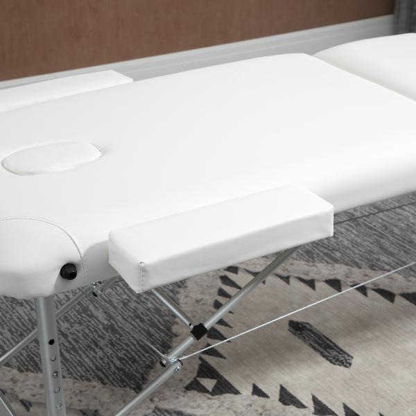 Marquesa de Massagem Dobrável e Portátil com Altura Ajustável e Apoio para a Cabeça 215x81x61 - 84 cm Branco